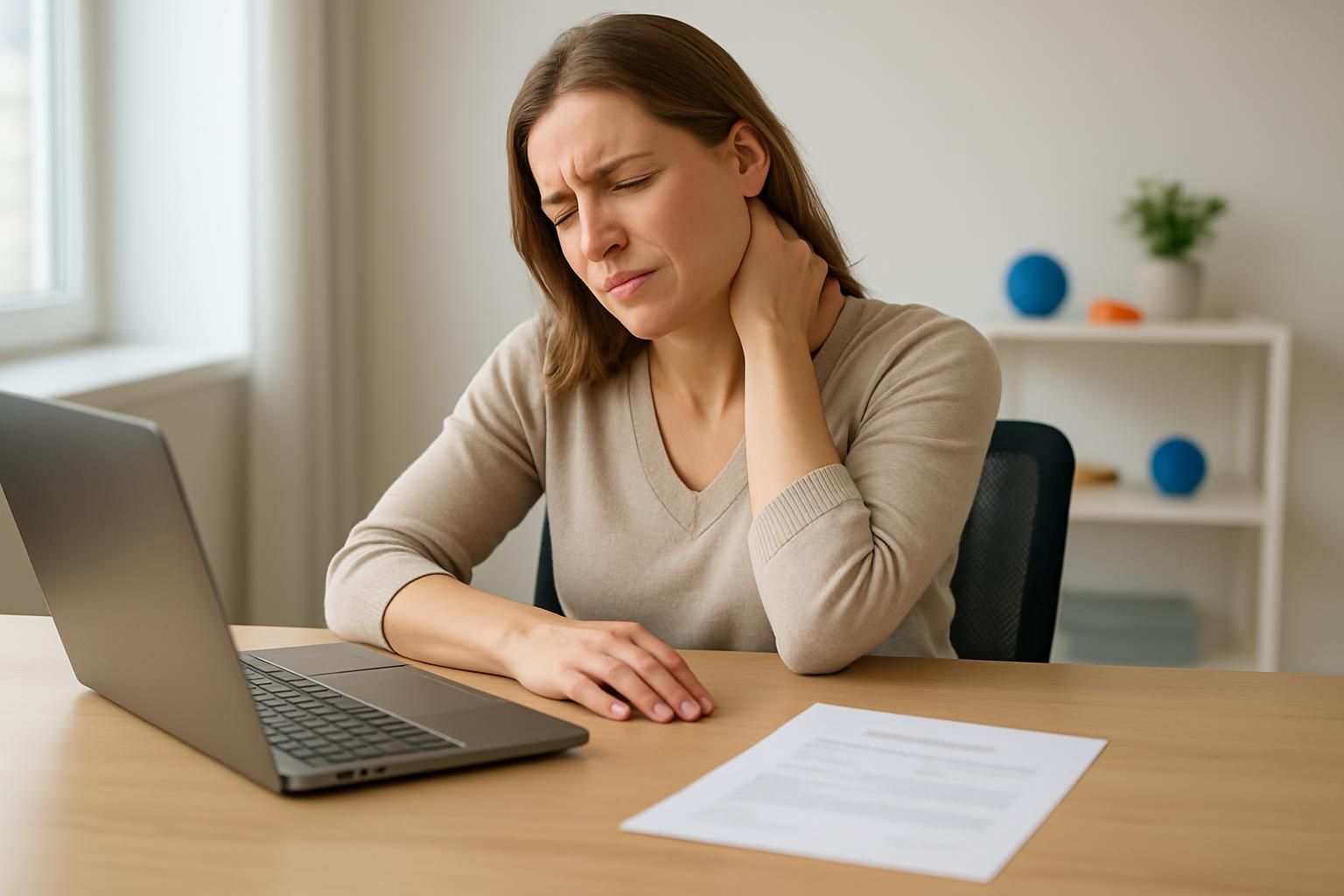 Personne portant la main à son épaule et à son bras en raison d'une douleur liée à une névralgie cervico-brachiale
