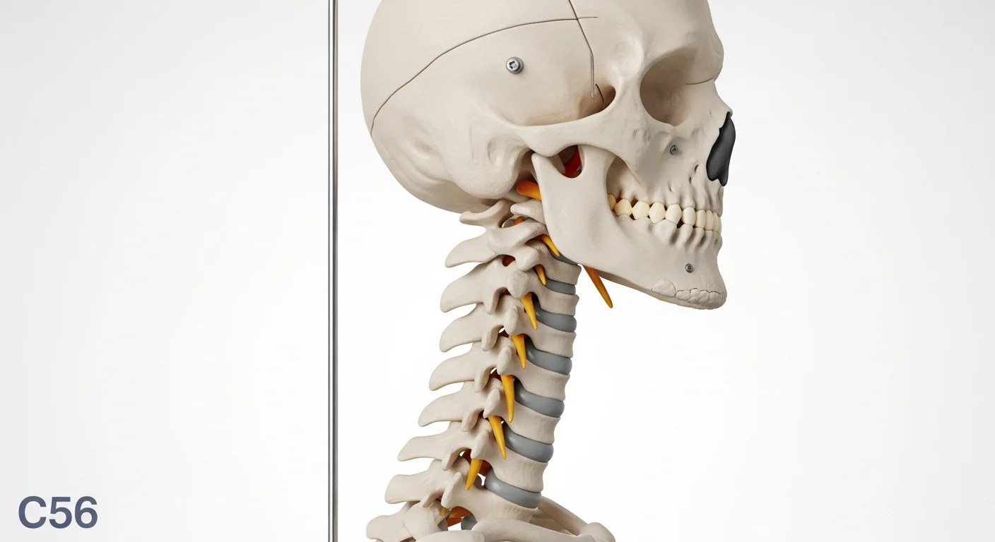 Radiographie de profil du rachis cervical montrant une uncarthrose avec ostéophytes au niveau des vertèbres basses du cou